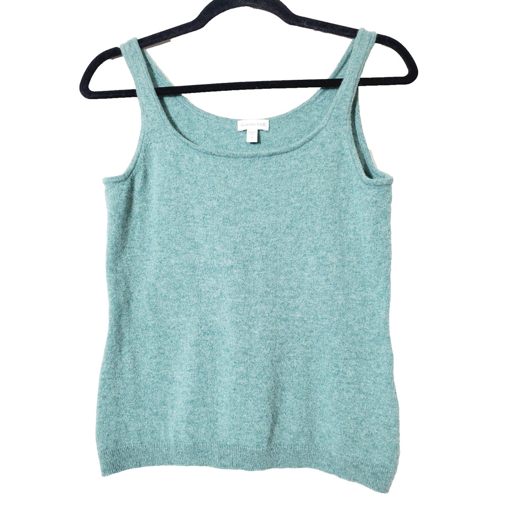 Garnet Hill Womens Small Cashmere Sweater Tank Green Scoopneck Sleeveless